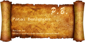 Patai Benignusz névjegykártya